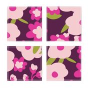 Retro Vibes Floral - Purples and Pinks - Large Scale