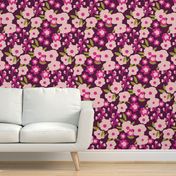 Retro Vibes Floral - Purples and Pinks - Large Scale