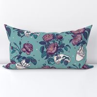 Hands and roses - plum and teal (LARGE)