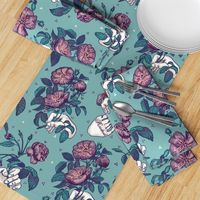 Hands and roses - plum and teal (LARGE)