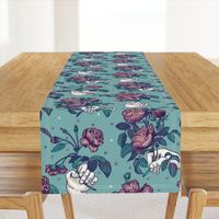 Hands and roses - plum and teal (LARGE)