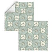 Restful Retro Floral / Mid Mod / Celadon Green / Large