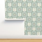 Restful Retro Floral / Mid Mod / Celadon Green / Large