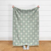 Restful Retro Floral-Mid Mod-Grandmillennial-Soft Calm Celadon Green-Large