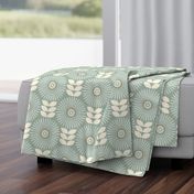 Restful Retro Floral-Mid Mod-Grandmillennial-Soft Calm Celadon Green-Large