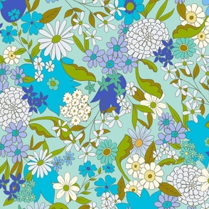 Retro Blue Floral 