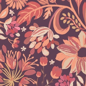 Isabella Retro Floral Aubergine Jumbo