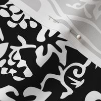 Arts & Crafts deer & grapes - large - close - vector black & white