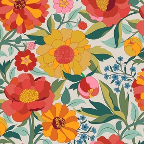andrageren Outlook Frastøde Retro Floral Fabric, Wallpaper and Home Decor | Spoonflower