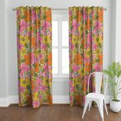 Retro 1960s/1970s Pink, Yellow & Orange Floral