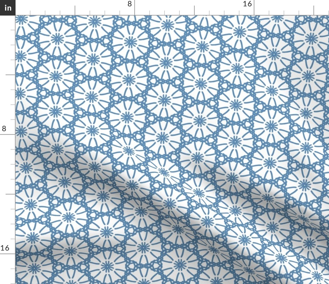 Twirly Girl  Geometric White Denim Blue Regular Scale