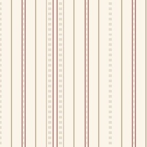 Adler Stripe light: Antique White & Dusty Red Thin Stripe, Modern Dotted Stripe 