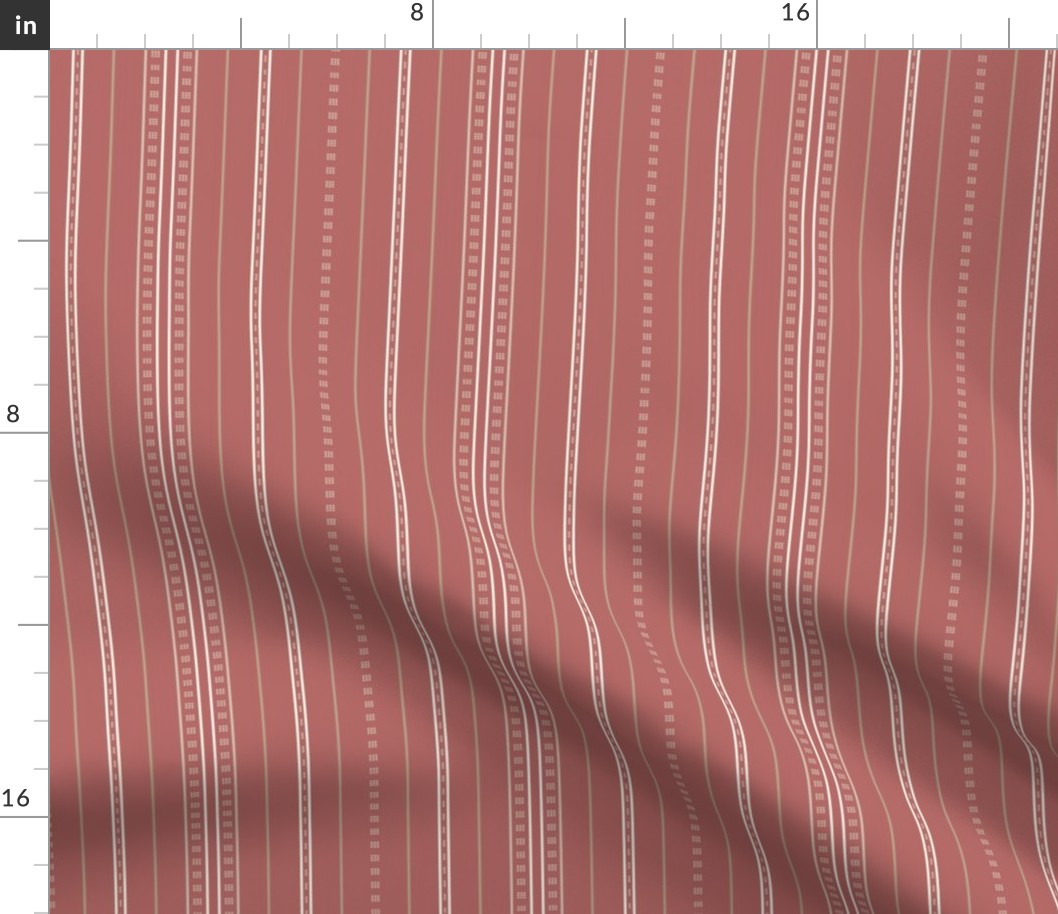 Adler Stripe: Dusty Red & Mocha Thin Stripe, Modern Dotted Stripe 