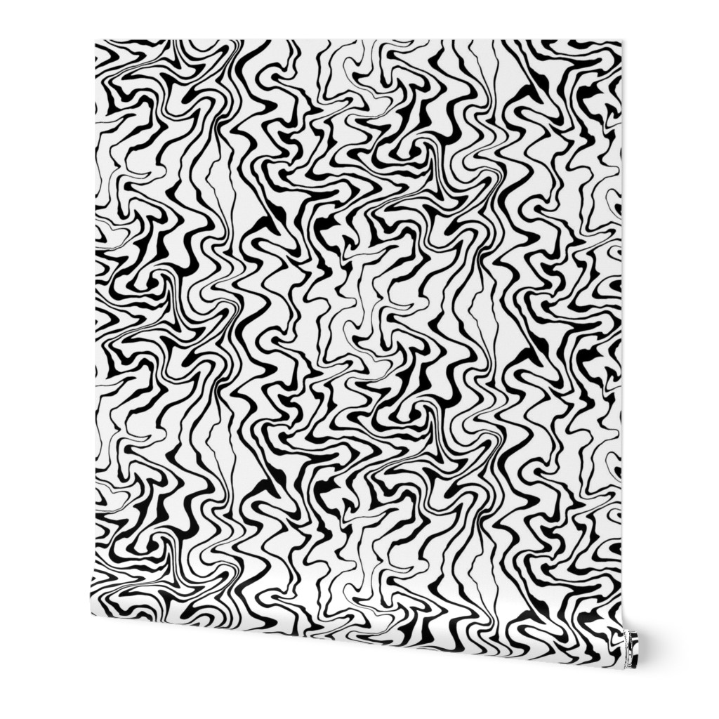 Black and White Zebra Animal Print - Small Scale - Marble Stripes Abstract Minimalist