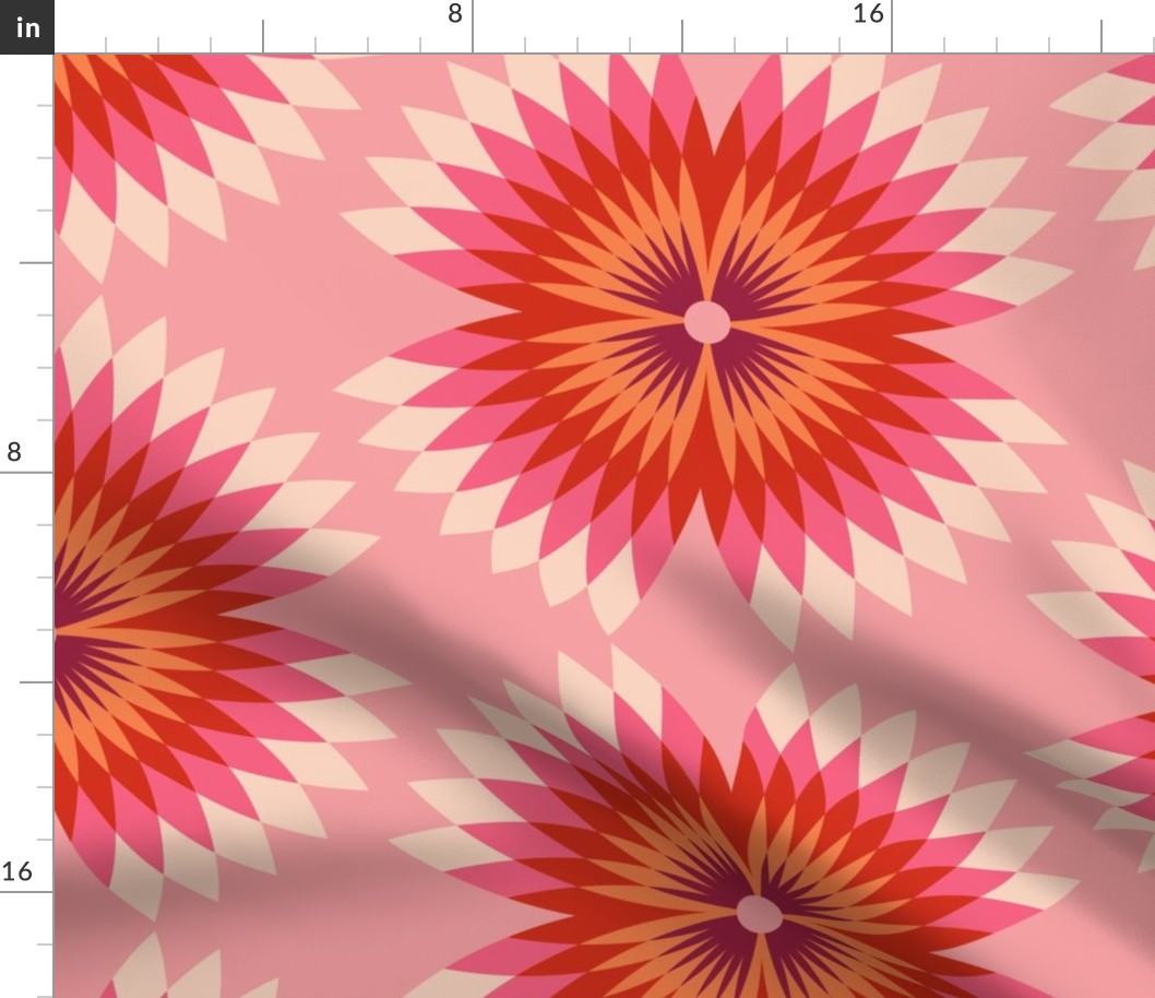 Retro Refracted Floral pink XL wallpaper scale by Pippa Shaw