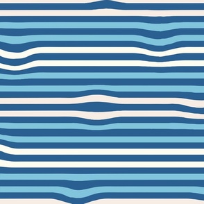 Off white And Blue Distorted Stripes On Deep Blue, stripes are 1/2 inch wide