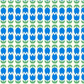 Two Tulips Up and Down - blue, green and white - small