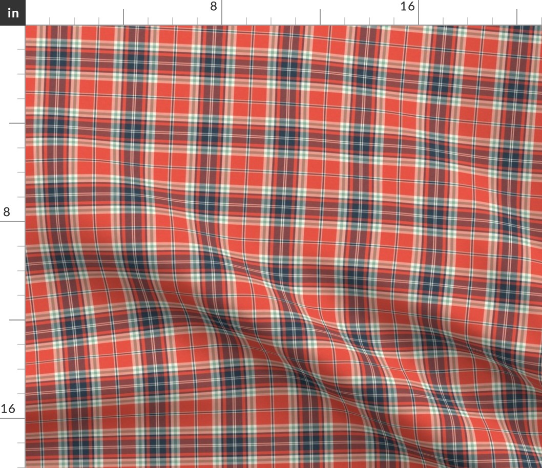 Headmaster Plaid - Red Navy Blue Mint Small Scale