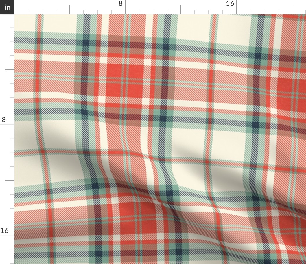 Headmaster Plaid - Ivory Red Mint Large Scale
