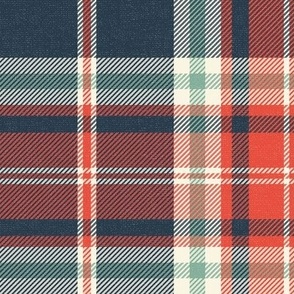 Headmaster Plaid - Navy Blue Red Large Scale