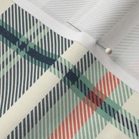 Headmaster Plaid - Ivory Navy Blue Mint Large Scale