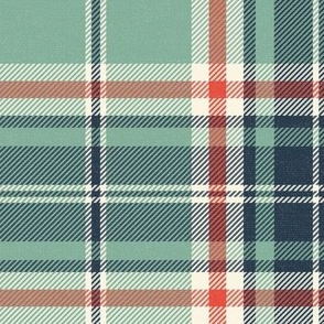 Headmaster Plaid - Mint Green Navy Blue Red Large Scale