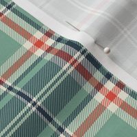 Headmaster Plaid - Mint Green Navy Blue Red Regular Scale