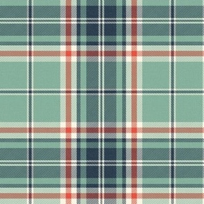 Headmaster Plaid - Mint Green Navy Blue Red Regular Scale