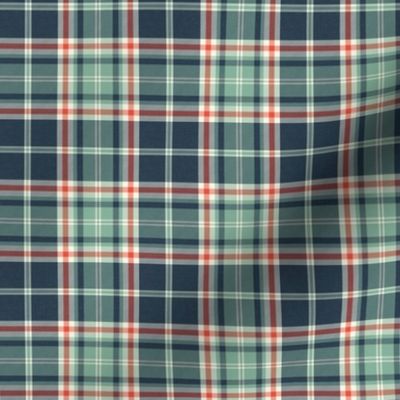 Headmaster Plaid - Navy Blue Mint Green Small Scale