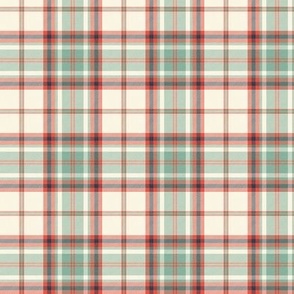 Headmaster Plaid - Ivory Mint Green Red Small Scale