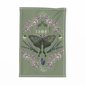 Green Magic Moth Tea Towel