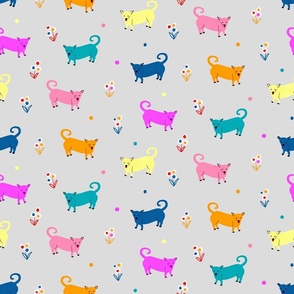 colorful dogs on light background