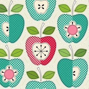 Gingham Apple Appliqués - Turquoise Red