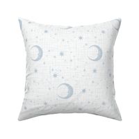 Moon  and Star baby blue on white 