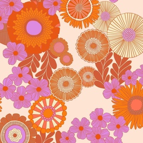 Retro Pink Garden Plain