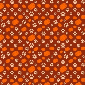 Pumpkin Dog Paw Print Pattern