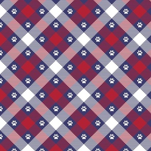 Patriotic Plaid Dog Paw Print