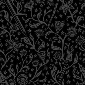Tarot Tapestry // medium scale // black & grey // 6"