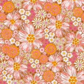 Retro Summer Blooms (beige) large