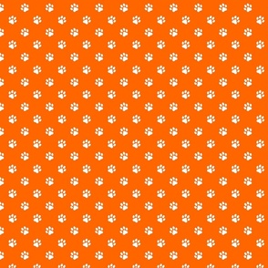 Orange Dog Paw Print Pattern