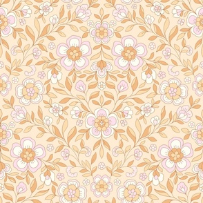 Retro Boho Meadow Flowers brown pink neutral large Scale by Jac Slade