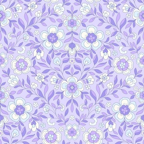 Retro Boho Meadow Flowers purple lilac blue Large Scale by Jac Slade