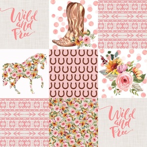 Blush Pink Floral Horse Quilt