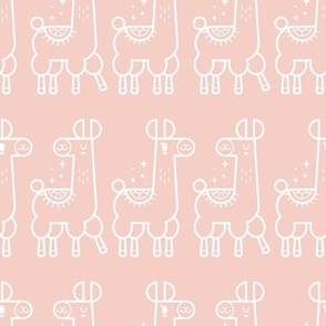 White Outline Llamas - Pink