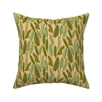 Banana Palm ||  Green Leaves on Yellow || Outdoor Oasis Collection by Sarah Price 