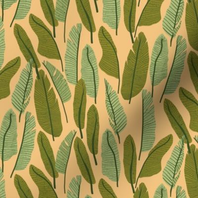 Banana Palm ||  Green Leaves on Yellow || Outdoor Oasis Collection by Sarah Price 