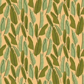 Banana Palm ||  Green Leaves on Yellow || Outdoor Oasis Collection by Sarah Price 