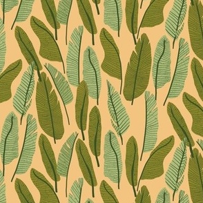 Banana Palm || Outdoor Oasis Collection || Green Leaves on Yellow by Sarah Price 