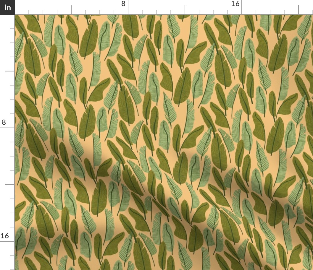 Banana Palm ||  Green Leaves on Yellow || Outdoor Oasis Collection by Sarah Price 