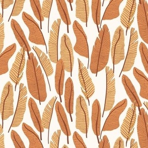 Banana Palm || Outdoor Oasis Collection || Orange and Red Leaves on Cream by Sarah Price 